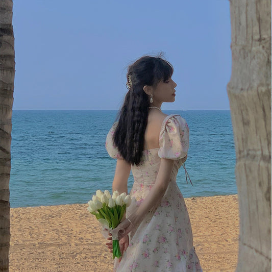 The French Meadow Puff-Sleeve Midi // Rose Petal Floral