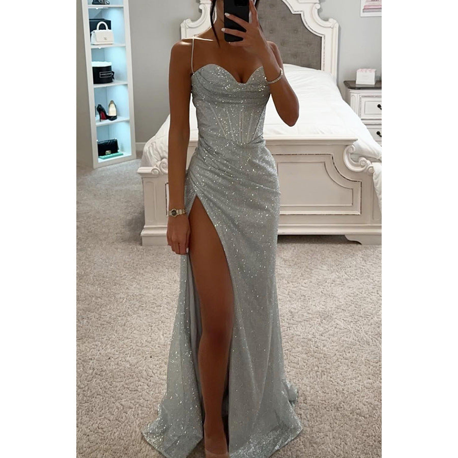 The Elara Shimmer Corset Gown // Rose Mauve