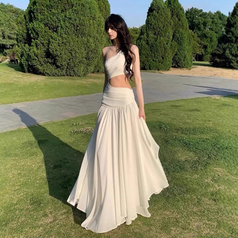 The Seraphine Ethereal Cut-Out Maxi // Pearl White