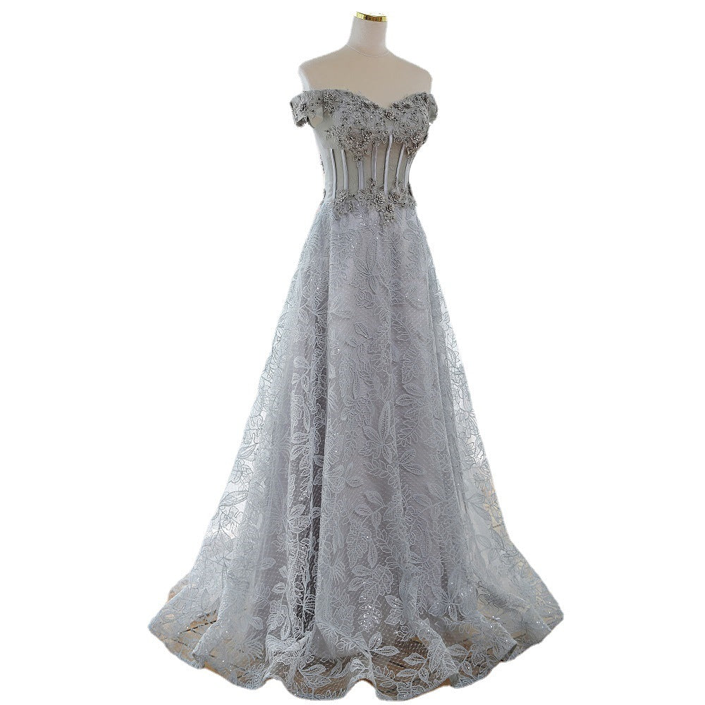 The Silver Sovereign Lace & Corset Gown