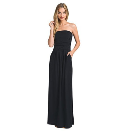 The Serene Strapless Maxi // Noir Edition Pocket Dress