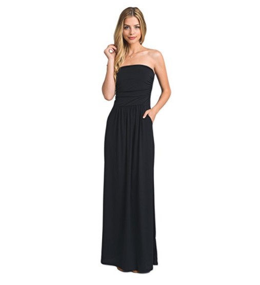 The Serene Strapless Maxi // Noir Edition Pocket Dress