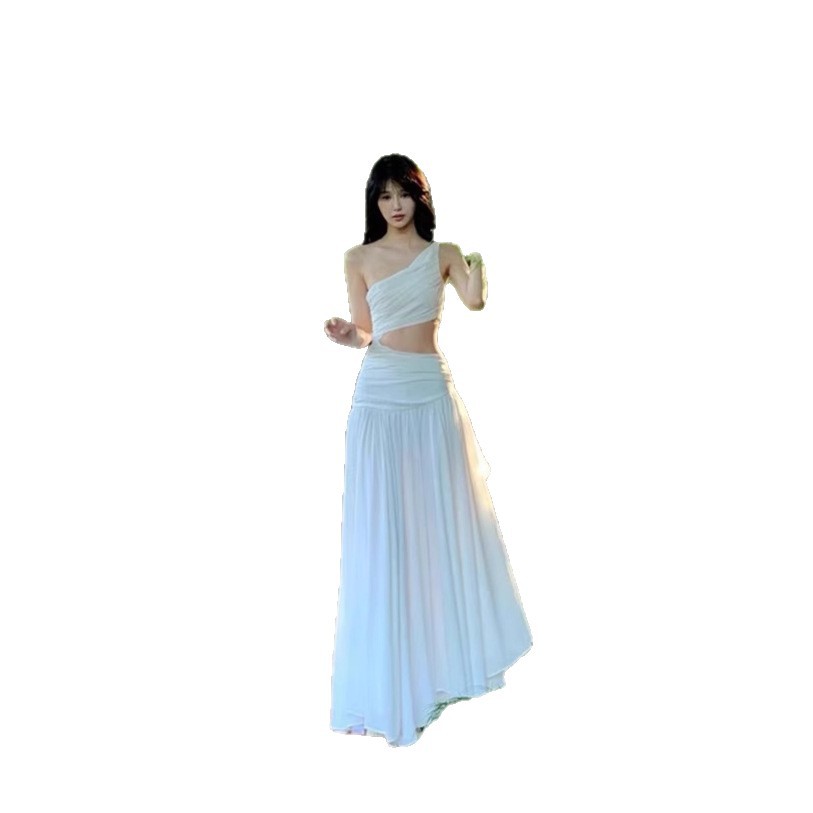 The Seraphine Ethereal Cut-Out Maxi // Pearl White